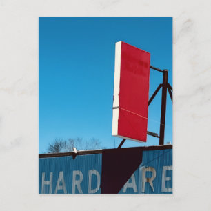 Rot Schild Blaue Himmel Eisenwarenhandlung Foto Postkarte