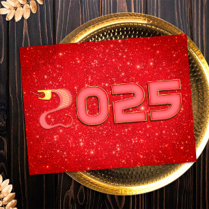 Rot-Schlangen-Chinesisches Neujahr 2025 Feiertagspostkarte