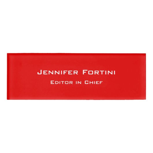 Rot Schlicht Elegante Moderne Minimalistische Namenschild (Vorderseite)