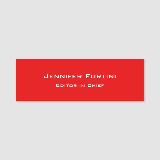 Rot Schlicht Elegante Moderne Minimalistische Namensschild (Vorderseite)