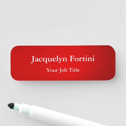 Rot Schlicht Elegante Moderne Minimalistische Namensschild (Beispiel)