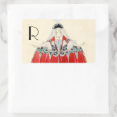 ROT, SCHÖNHEIT, FASHION COSTUME DESIGN MONOGRAM RECHTECKIGER AUFKLEBER (Tasche)
