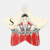 ROT, SCHÖNHEIT, FASHIONSKURSE, STERNMONOGRAMM Stern-Aufkleber (Vorderseite)