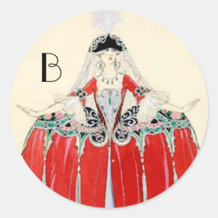 ROT, SCHÖNHEIT SCHÖNHEIT KOSTEN DESIGN MONOGRAM RUNDER AUFKLEBER