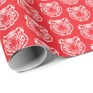 Rot Schulmaskottchen Tigers Logo Geschenkpapier