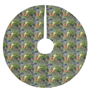 Rot-Schwanz-Samen-Meerjungfrauen auf Rot und Grün Polyester Weihnachtsbaumdecke