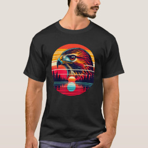 Rot schwanzbussard Vogel Sonnenuntergang Retro Sti T-Shirt