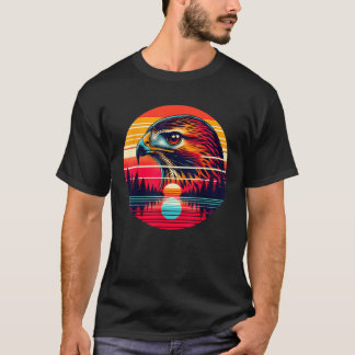 Rot schwanzbussard Vogel Sonnenuntergang Retro Sti T-Shirt