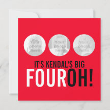 Rot & Schwarz 40. FOUROH! Foto Geburtstag einladen