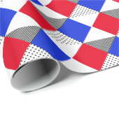 Rot & Schwarz & Blau Modernes geometrisches Muster Geschenkpapier (Rolleneckpunkt)