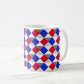 Rot & Schwarz & Blau Modernes geometrisches Muster Kaffeetasse (VorderseiteRechts)