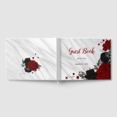 Rot-Schwarz-Blume, grauer botanischer Marmor Gästebuch (Voll)