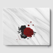 Rot-Schwarz-Blume, grauer botanischer Marmor Gästebuch (Rückseite)