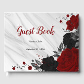 Rot-Schwarz-Blume, grauer botanischer Marmor Gästebuch (Vorderseite)