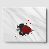 Rot-Schwarz-Blume, grauer botanischer Marmor Gästebuch (Rückseite)