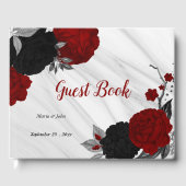 Rot-Schwarz-Blume, grauer botanischer Marmor Gästebuch (Vorderseite)