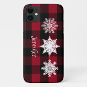 Rot, Schwarz Buffalo Kariert, Schneeflocken ZellCa Case-Mate iPhone Hülle (Rückseite)