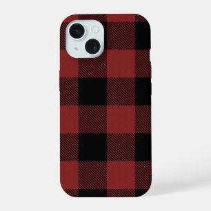 Rot-Schwarz-Buffalo-Karo-Gittermuster iPhone 15 Hülle