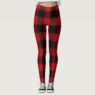 Rot Schwarz Buffalo Karo Kariert Leggings