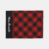 Rot-Schwarz-Buffalo-Karo-Monogramm Fleecedecke (Vorderseite (Horizontal))