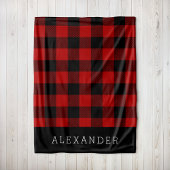 Rot-Schwarz-Buffalo-Karo-Monogramm Fleecedecke