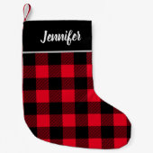 Rot-Schwarz-Buffalo-Karo-Monogramm Kleiner Weihnachtsstrumpf (Vorderseite)