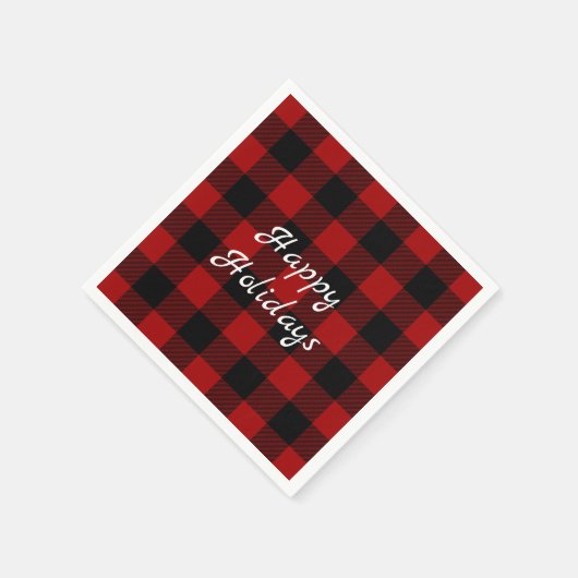 Rot-Schwarz-Büffel kariert Weihnachten Serviette (Ecke)