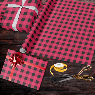 Rot-Schwarz-Büffel-Karo-Karo-Muster Geschenkpapier