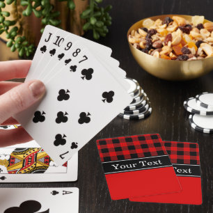 Rot Schwarz Büffel Karo Karomuster CBN Monogramm Spielkarten