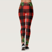 Rot-Schwarz-Büffel-Karo-Kiefernwald Leggings (Rückseite)
