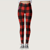 Rot-Schwarz-Büffel-Karo-Kiefernwald Leggings (Vorderseite)