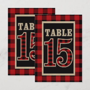 Rot & Schwarz Büffel Karo Landhaustisch Nummer 15 Einladung