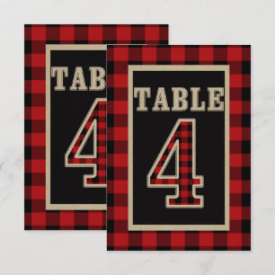 Rot & Schwarz Büffel Karo Rustikale Tischnummer 4