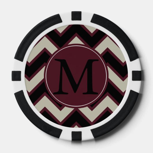 Rot-Schwarz-Chevron-Monogramm Pokerchips (Vorderseite)