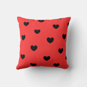 Rot Schwarz Cute Cozy Modern Romantisch Chic Herz Kissen