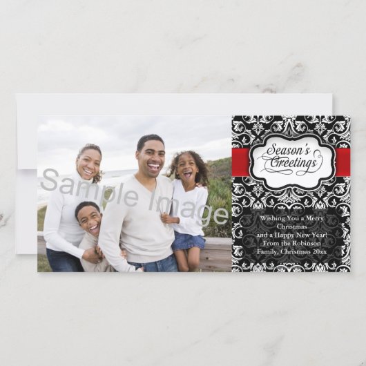 Rot-Schwarz-Damaskus-Urlaub Feiertagskarte (Vorderseite)