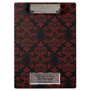 Rot Schwarz Damast Elegant Chic Glam Persönlich Ge Klemmbrett