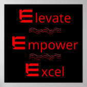 Rot & Schwarz Elevate Empower Excel Motivierend Poster (Vorne)