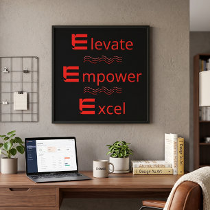 Rot & Schwarz Elevate Empower Excel Motivierend Poster