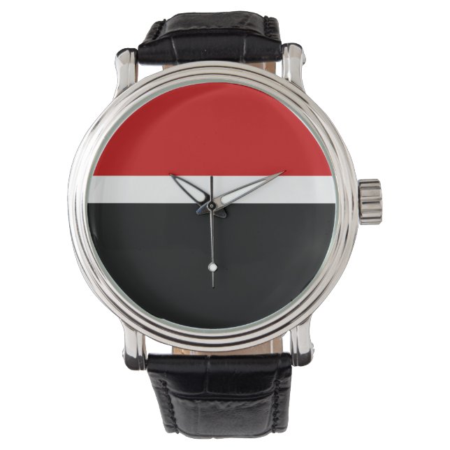 Rot-Schwarz-Farbblockstil Armbanduhr (Vorderseite)