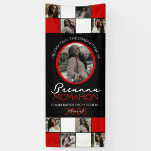 Rot-Schwarz-FotoCollage Abschluss Vinyl Banner