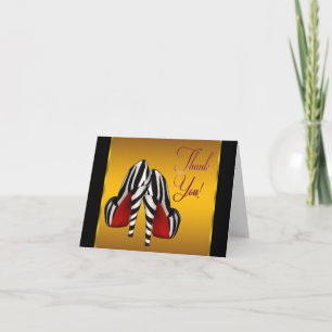 Rot Schwarz Gelb Gold Zebra High Heels Dankeschön Dankeskarte