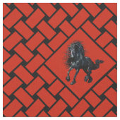 Rot-Schwarz-Gewebe, Diamant, Friesisches Pferd 5" Stoff (Nahaufnahme)