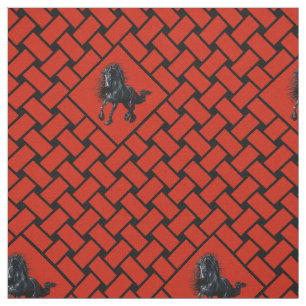 Rot-Schwarz-Gewebe, Diamant, Friesisches Pferd 5" Stoff