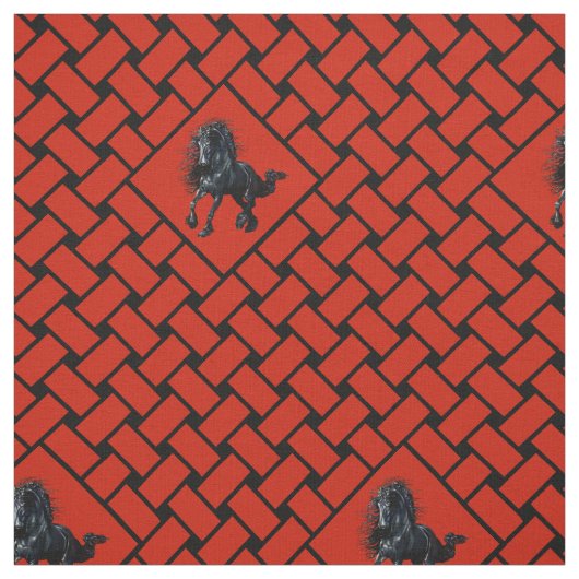 Rot-Schwarz-Gewebe, Diamant, Friesisches Pferd 5" Stoff (Muster)