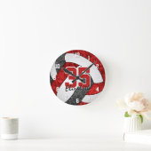 Rot schwarz Girl Mannschaft Farben Volleyball Raum Runde Wanduhr (Zuhause)