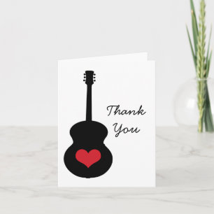 Rot/Schwarz Gitarrenherz Danke-Karte Dankeskarte