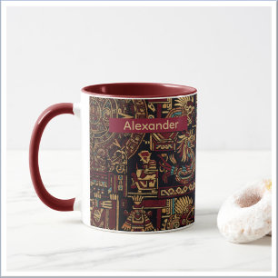 Rot Schwarz & Gold Azteken-Inspiriertes Design Tasse
