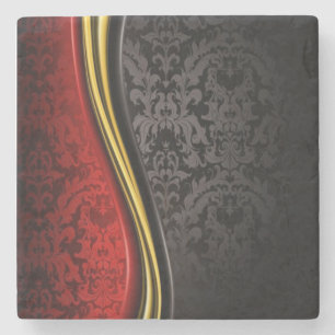 ROT, SCHWARZ & GOLD BAROQUE DESIGN MARBLE UNTERSET STEINUNTERSETZER