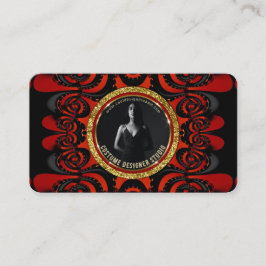 Rot Schwarz + Gold Funky Gothic Kreativ Visitenkarte